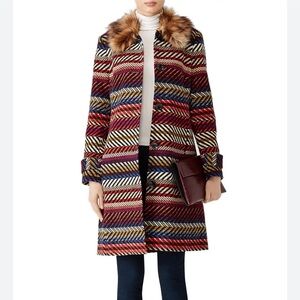 Trina Turk Kendell Striped Tweed fur collar Jacket